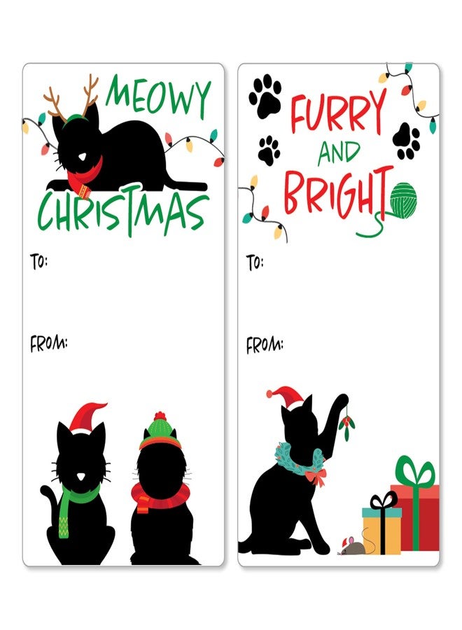 DISTINCTIVS Cat Christmas Gift Tags, Peel and Stick Christmas Gift Tags – 42 Labels, Meowy Christmas Kitten Pet Holiday Gift Wrap Tags - Image 1